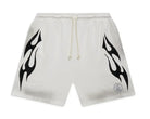 Hellstar Flame Shorts White-Empxre Boutique