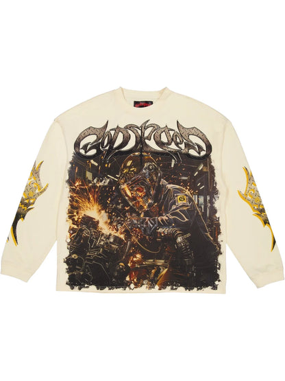 Godspeed Steel Sharpens Steel Longsleeve Bone-Empxre Boutique