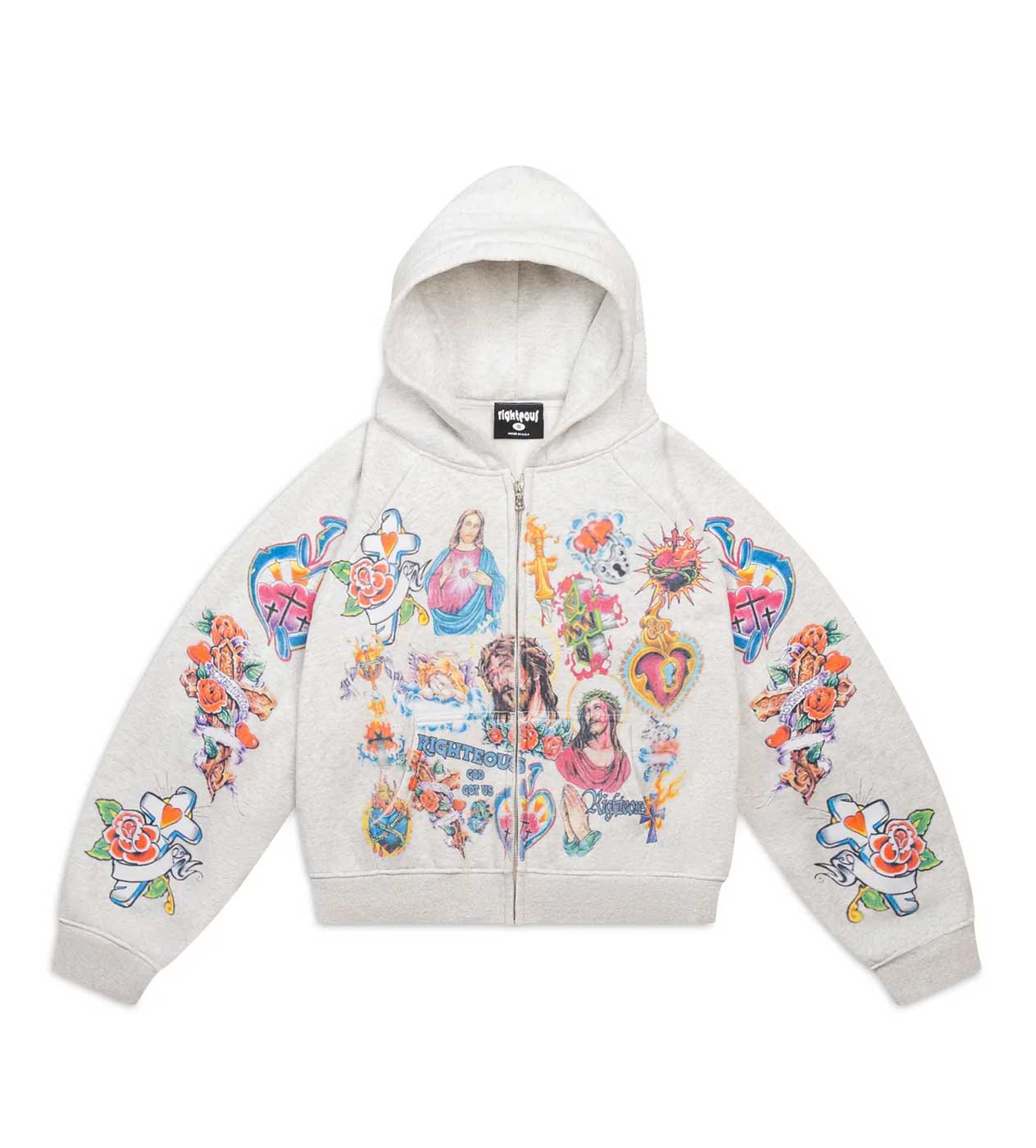 Righteous Risen King Zip Up Hoodie Grey-Empxre Boutique