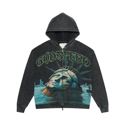 Godspeed Sunken Liberty Zip Hoodie Grey Wash