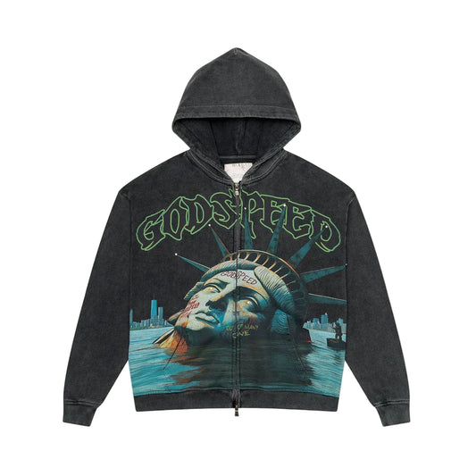 Godspeed Sunken Liberty Zip Hoodie Grey Wash