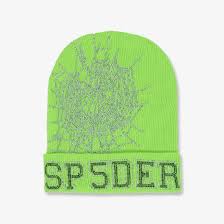 Sp5der Web Rhinestone Beanie Green