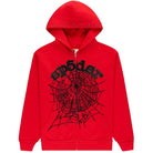 Sp5der Studded OG Web Zip Hoodie Red