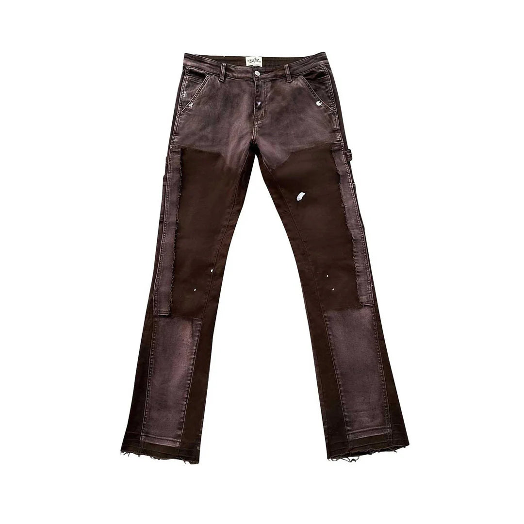 Triple Sevens Flare Denim Brown Pants-Empxre Boutique