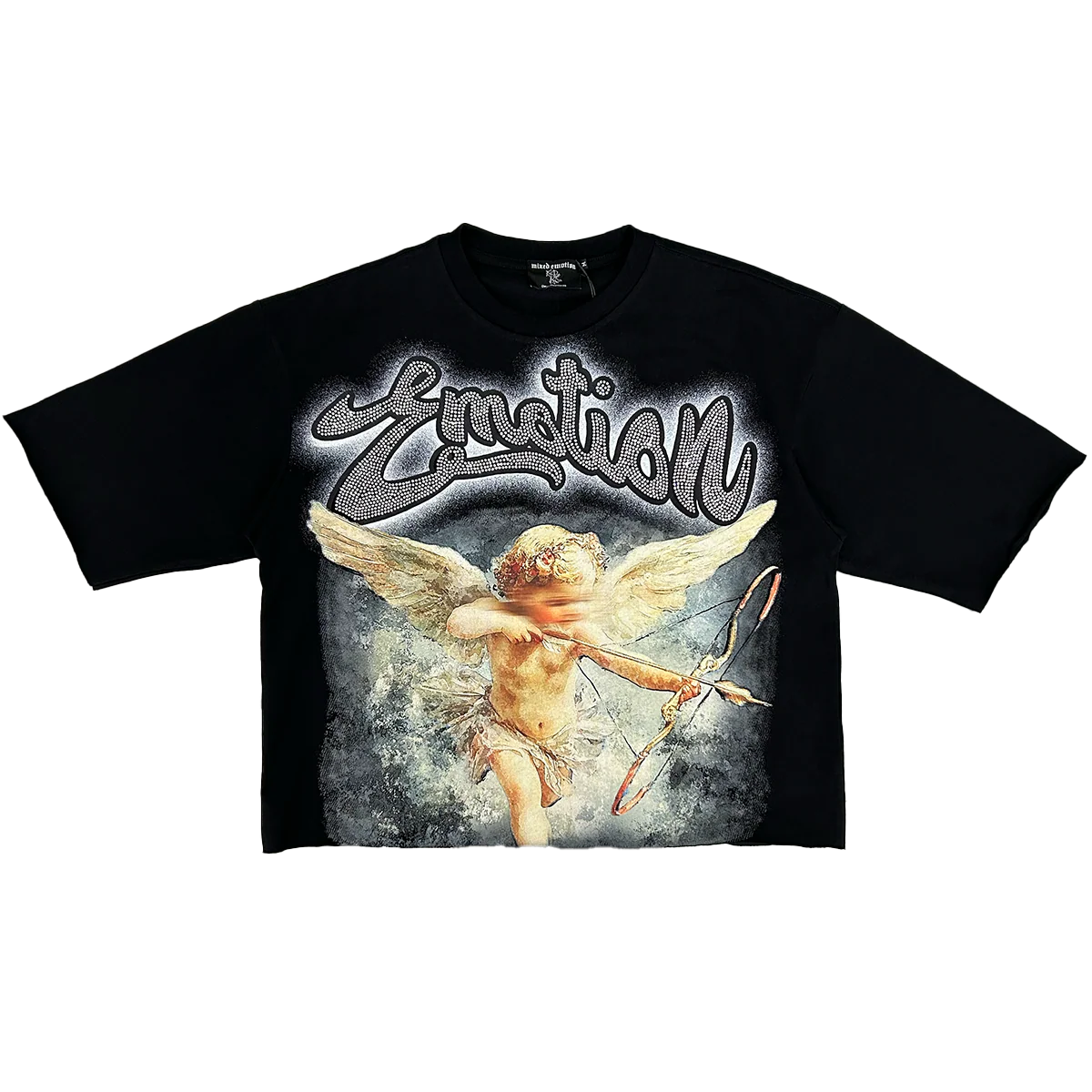 Mixed Emotions Black Cropped Cupid Tee-Empxre Boutique