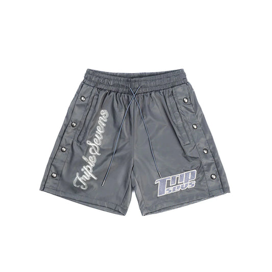 Triple Sevens Nylon Button Up Shorts Grey