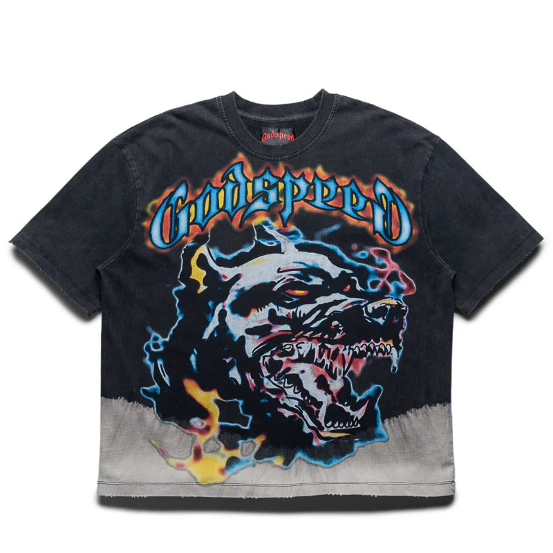 Godspeed Off the Leash Tee Black Bleached Wash-Empxre Boutique