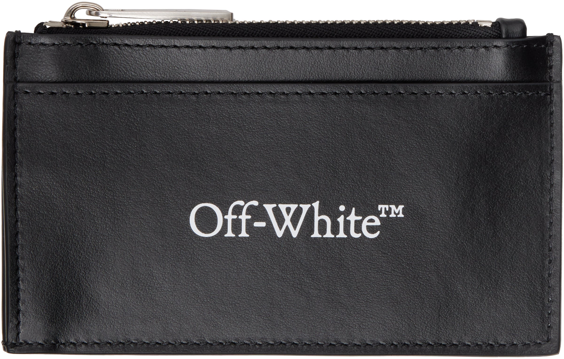 Off White Black Bookish Zipped Card Holder-Empxre Boutique
