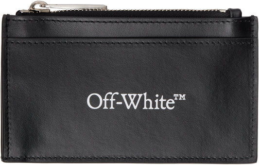Off White Black Bookish Zipped Card Holder