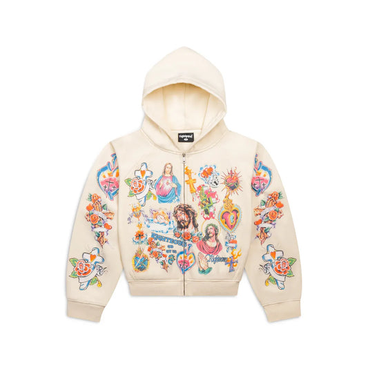 Righteous Risen King Zip Up Hoodie Cream