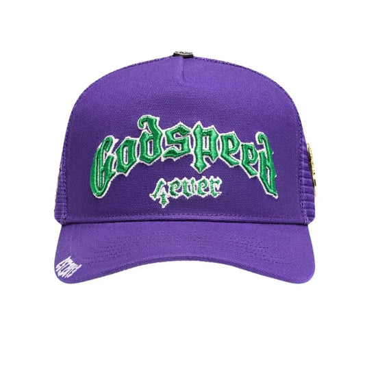 Godspeed Trucker Hat Purple Green-Empxre Boutique
