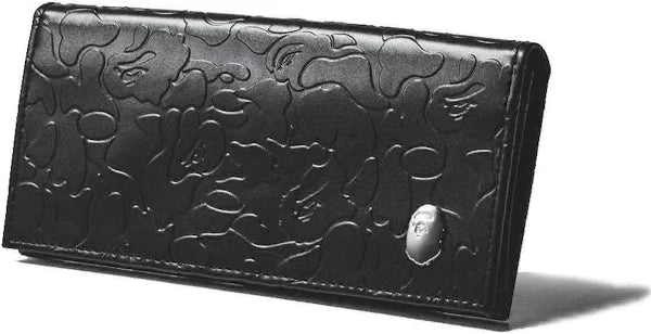 Bape Wallet Embossed Camo Logo Black Vegan Leather-Empxre Boutique