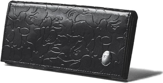 Bape Wallet Embossed Camo Logo Black Vegan Leather-Empxre Boutique