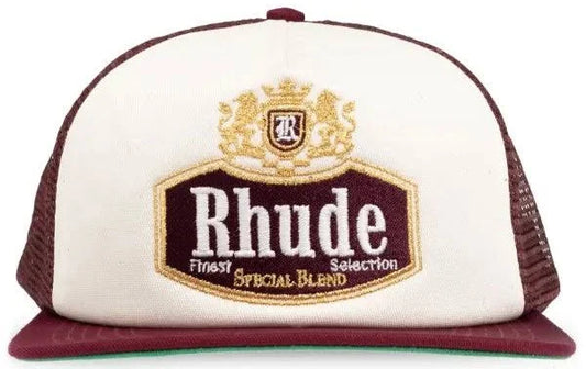 Rhude Special Blend Trucker Hat Maroon/Off white