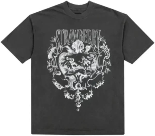 Strawberry Badge T Shirt Black-Empxre Boutique