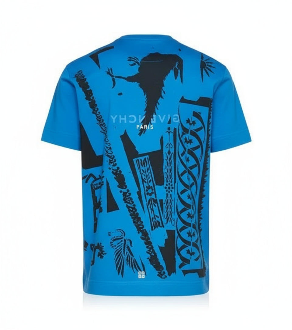 Givenchy Josh Smith Logo Print Cotton Jersey Tee Blue-Empxre Boutique