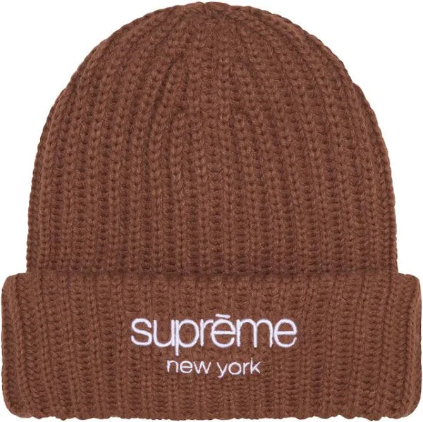 Supreme Chunky Rib Classic Logo Beanie Brown-Empxre Boutique