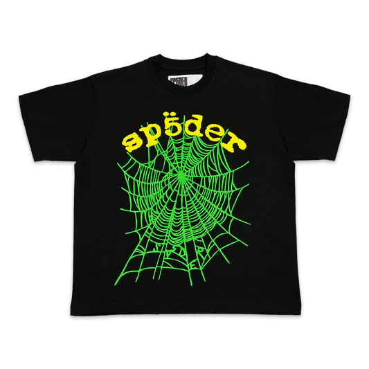 Sp5der OG Web V2 Tee Black/Yellow/Green