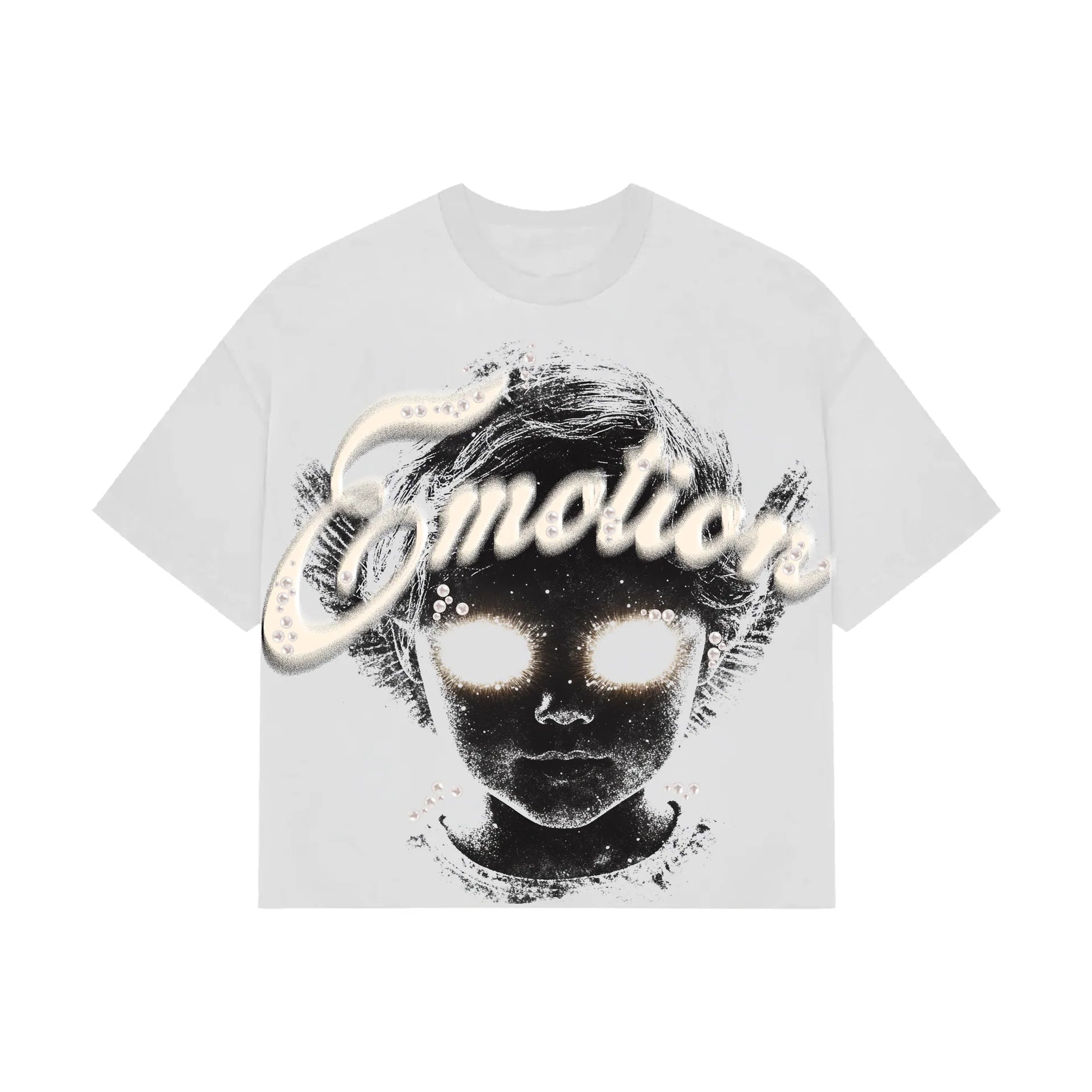 Mixed Emotions White “Pearl” Cropped Tee-Empxre Boutique