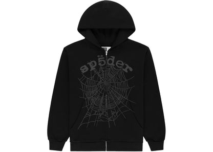 Sp5der OG Web V2 Phantom Zip Up Hoodie Black